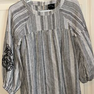 Black and white striped girls dress size 3T embroidered design